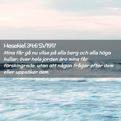 Picture 02 - Hesekiel 34:6 SV1917 - Mina får gå nu vilse på alla berg och alla - Bible Verse Picture