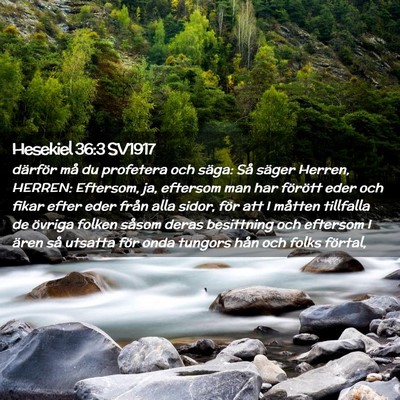 Picture 02 - Hesekiel 36:3 SV1917 - därför må du profetera och säga: Så säger - Bible Verse Picture