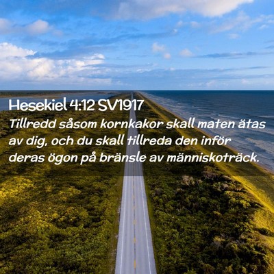 Picture 02 - Hesekiel 4:12 SV1917 - Tillredd såsom kornkakor skall maten ätas av - Bible Verse Picture