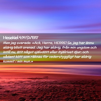 Picture 02 - Hesekiel 4:14 SV1917 - Men jag svarade: »Ack, Herre, HERRE! Se, jag har - Bible Verse Picture