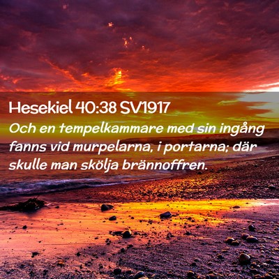 Picture 02 - Hesekiel 40:38 SV1917 - Och en tempelkammare med sin ingång fanns vid - Bible Verse Picture