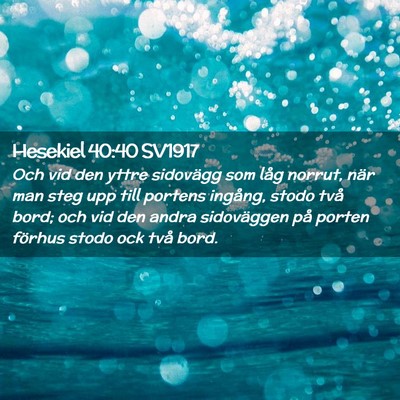 Picture 02 - Hesekiel 40:40 SV1917 - Och vid den yttre sidovägg som låg norrut, när - Bible Verse Picture