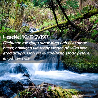 Picture 02 - Hesekiel 40:49 SV1917 - Förhuset var tjugu alnar lång och elva alnar - Bible Verse Picture