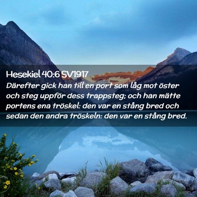 Picture 02 - Hesekiel 40:6 SV1917 - Därefter gick han till en port som låg mot - Bible Verse Picture