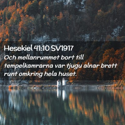Picture 02 - Hesekiel 41:10 SV1917 - Och mellanrummet bort till tempelkamrarna var - Bible Verse Picture