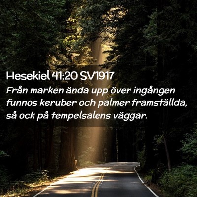 Picture 02 - Hesekiel 41:20 SV1917 - Från marken ända upp över ingången funnos - Bible Verse Picture