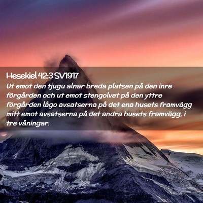 Picture 02 - Hesekiel 42:3 SV1917 - Ut emot den tjugu alnar breda platsen på den - Bible Verse Picture