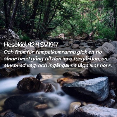 Picture 02 - Hesekiel 42:4 SV1917 - Och framför tempelkamrarna gick en tio alnar - Bible Verse Picture