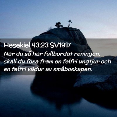 Picture 02 - Hesekiel 43:23 SV1917 - När du så har fullbordat reningen, skall du - Bible Verse Picture
