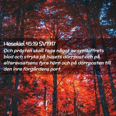 Picture 02 - Hesekiel 45:19 SV1917 - Och prästen skall taga något av syndoffrets - Bible Verse Picture