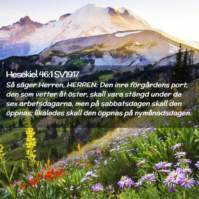 Picture 02 - Hesekiel 46:1 SV1917 - Så säger Herren, HERREN: Den inre förgårdens - Bible Verse Picture
