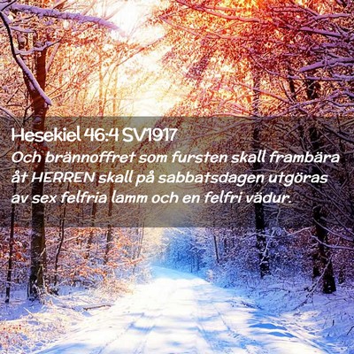 Picture 02 - Hesekiel 46:4 SV1917 - Och brännoffret som fursten skall frambära åt - Bible Verse Picture