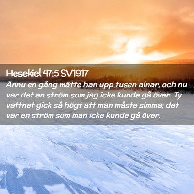 Picture 02 - Hesekiel 47:5 SV1917 - Ännu en gång mätte han upp tusen alnar, och nu - Bible Verse Picture