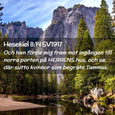 Picture 02 - Hesekiel 8:14 SV1917 - Och han förde mig fram mot ingången till norra - Bible Verse Picture