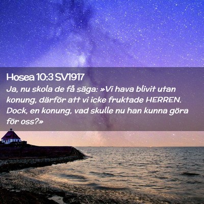 Picture 02 - Hosea 10:3 SV1917 - Ja, nu skola de få säga: »Vi hava blivit utan - Bible Verse Picture