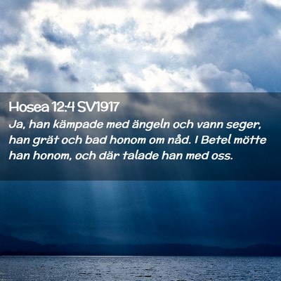 Picture 02 - Hosea 12:4 SV1917 - Ja, han kämpade med ängeln och vann seger, han - Bible Verse Picture