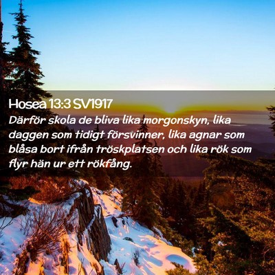 Picture 02 - Hosea 13:3 SV1917 - Därför skola de bliva lika morgonskyn, lika - Bible Verse Picture