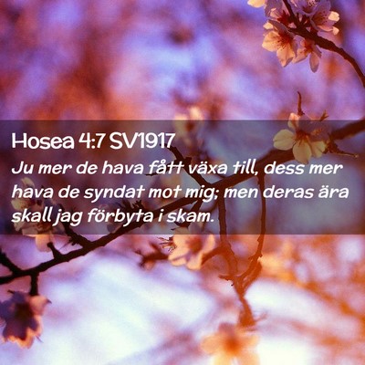 Picture 02 - Hosea 4:7 SV1917 - Ju mer de hava fått växa till, dess mer hava de - Bible Verse Picture