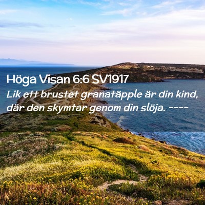Picture 02 - Höga Visan 6:6 SV1917 - Lik ett brustet granatäpple är din kind, där - Bible Verse Picture