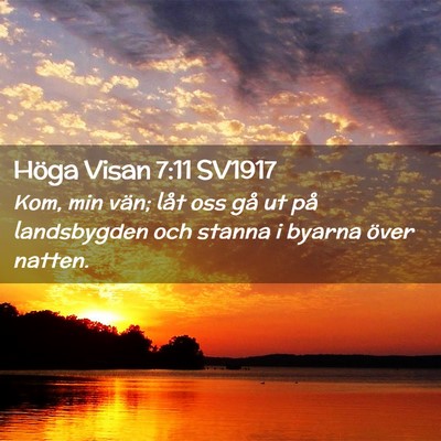 Picture 02 - Höga Visan 7:11 SV1917 - Kom, min vän; låt oss gå ut på landsbygden - Bible Verse Picture