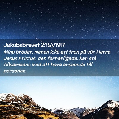 Picture 02 - Jakobsbrevet 2:1 SV1917 - Mina bröder, menen icke att tron på vår Herre - Bible Verse Picture