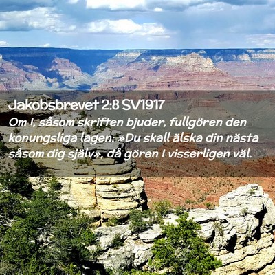 Picture 02 - Jakobsbrevet 2:8 SV1917 - Om I, såsom skriften bjuder, fullgören den - Bible Verse Picture