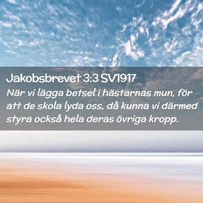 Picture 02 - Jakobsbrevet 3:3 SV1917 - När vi lägga betsel i hästarnas mun, för att - Bible Verse Picture