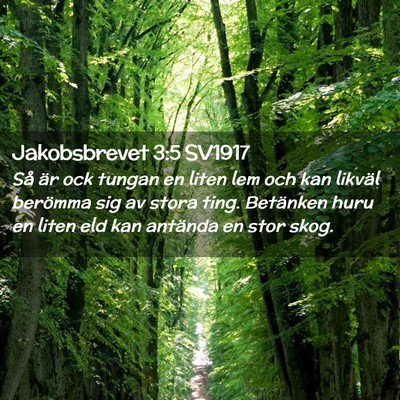 Picture 02 - Jakobsbrevet 3:5 SV1917 - Så är ock tungan en liten lem och kan likväl - Bible Verse Picture