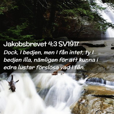 Picture 02 - Jakobsbrevet 4:3 SV1917 - Dock, I bedjen, men I fån intet, ty I bedjen - Bible Verse Picture