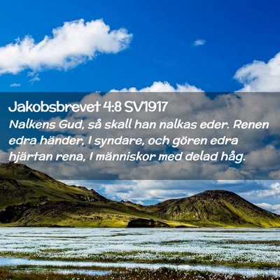 Picture 02 - Jakobsbrevet 4:8 SV1917 - Nalkens Gud, så skall han nalkas eder. Renen - Bible Verse Picture
