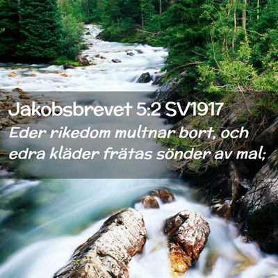 Picture 02 - Jakobsbrevet 5:2 SV1917 - Eder rikedom multnar bort, och edra kläder - Bible Verse Picture
