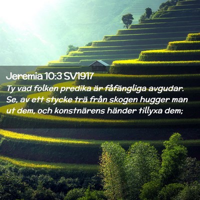 Picture 02 - Jeremia 10:3 SV1917 - Ty vad folken predika är fåfängliga avgudar. - Bible Verse Picture