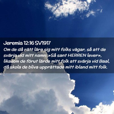 Picture 02 - Jeremia 12:16 SV1917 - Om de då rätt lära sig mitt folks vägar, så - Bible Verse Picture