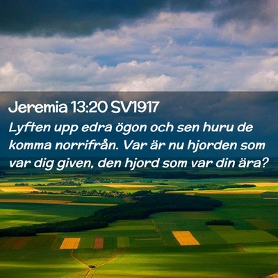 Picture 02 - Jeremia 13:20 SV1917 - Lyften upp edra ögon och sen huru de komma - Bible Verse Picture