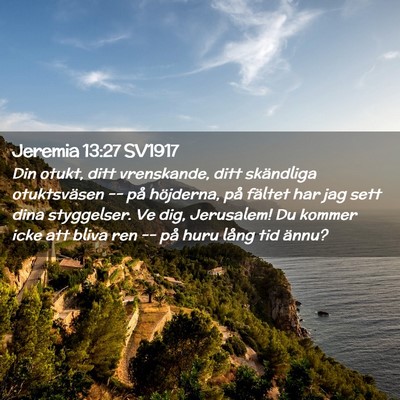 Picture 02 - Jeremia 13:27 SV1917 - Din otukt, ditt vrenskande, ditt skändliga - Bible Verse Picture