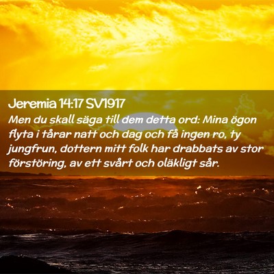 Picture 02 - Jeremia 14:17 SV1917 - Men du skall säga till dem detta ord: Mina ögon - Bible Verse Picture