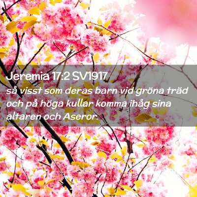 Picture 02 - Jeremia 17:2 SV1917 - så visst som deras barn vid gröna träd och på - Bible Verse Picture
