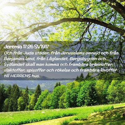 Picture 02 - Jeremia 17:26 SV1917 - Och från Juda städer, från Jerusalems omnejd - Bible Verse Picture