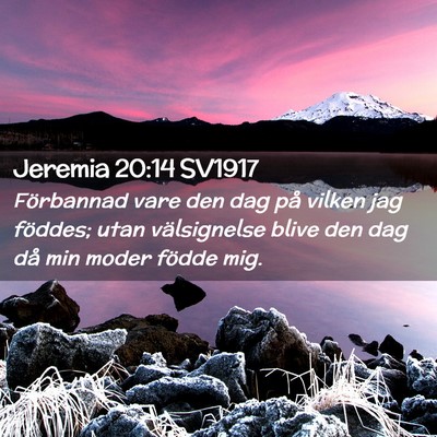 Picture 02 - Jeremia 20:14 SV1917 - Förbannad vare den dag på vilken jag föddes; - Bible Verse Picture