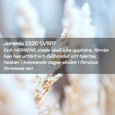 Picture 02 - Jeremia 23:20 SV1917 - Och HERRENS vrede skall icke upphöra, förrän - Bible Verse Picture