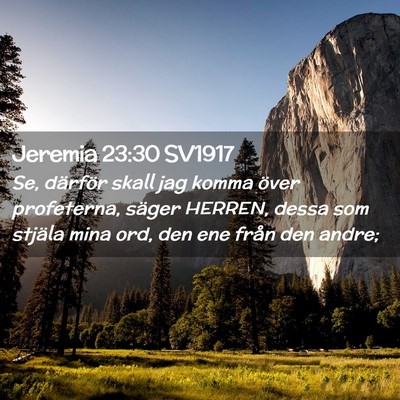Picture 02 - Jeremia 23:30 SV1917 - Se, därför skall jag komma över profeterna, - Bible Verse Picture