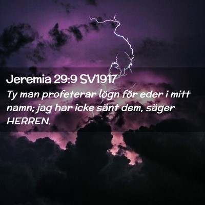 Picture 02 - Jeremia 29:9 SV1917 - Ty man profeterar lögn för eder i mitt namn; - Bible Verse Picture
