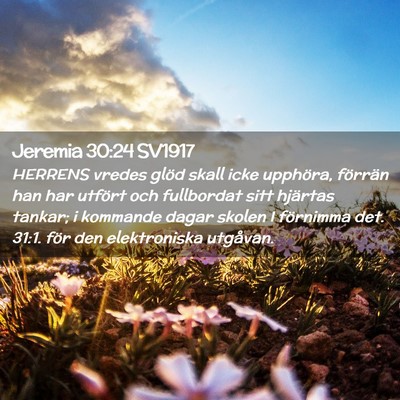 Picture 02 - Jeremia 30:24 SV1917 - HERRENS vredes glöd skall icke upphöra, - Bible Verse Picture