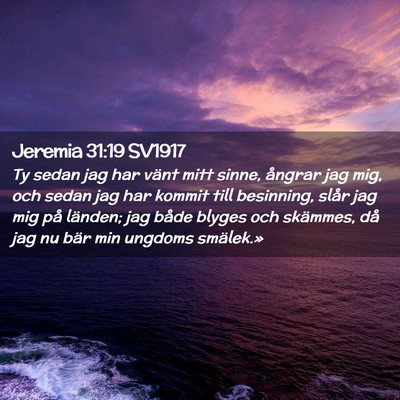 Picture 02 - Jeremia 31:19 SV1917 - Ty sedan jag har vänt mitt sinne, ångrar jag - Bible Verse Picture