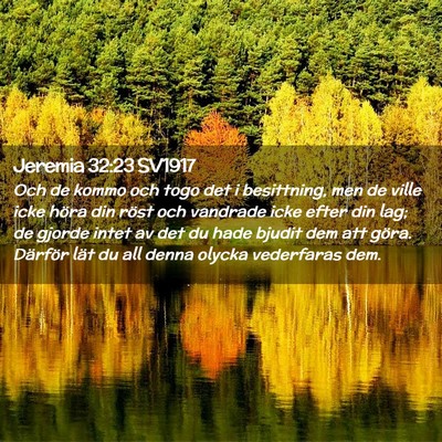 Picture 02 - Jeremia 32:23 SV1917 - Och de kommo och togo det i besittning, men de - Bible Verse Picture