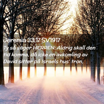 Picture 02 - Jeremia 33:17 SV1917 - Ty så säger HERREN: Aldrig skall den tid komma, - Bible Verse Picture