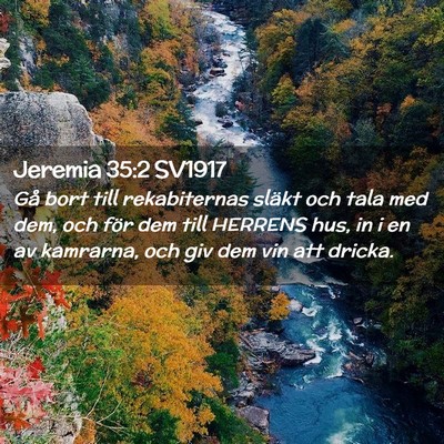 Picture 02 - Jeremia 35:2 SV1917 - Gå bort till rekabiternas släkt och tala med - Bible Verse Picture