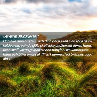 Picture 02 - Jeremia 38:23 SV1917 - Och alla dina hustrur och dina barn skall man - Bible Verse Picture