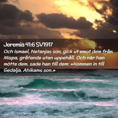 Picture 02 - Jeremia 41:6 SV1917 - Och Ismael, Netanjas son, gick ut emot dem från - Bible Verse Picture
