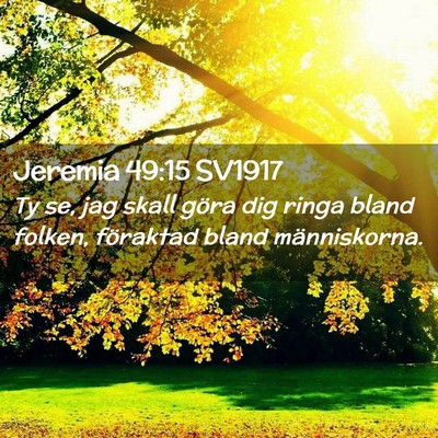Picture 02 - Jeremia 49:15 SV1917 - Ty se, jag skall göra dig ringa bland folken, - Bible Verse Picture